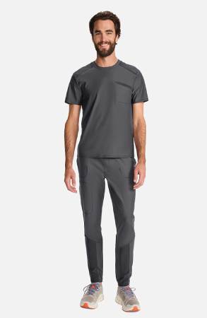 infinity scrubs Men's Knit Tuck-In Crew Neck Scrub Top