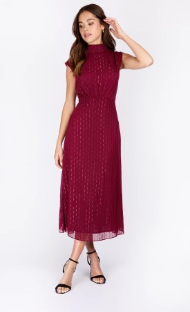 Little Mistress iSKA Red Tie Neck Midaxi Dress
